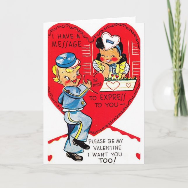 Retro Mailman Mail  Delivery Valentine's Day Card (Front)