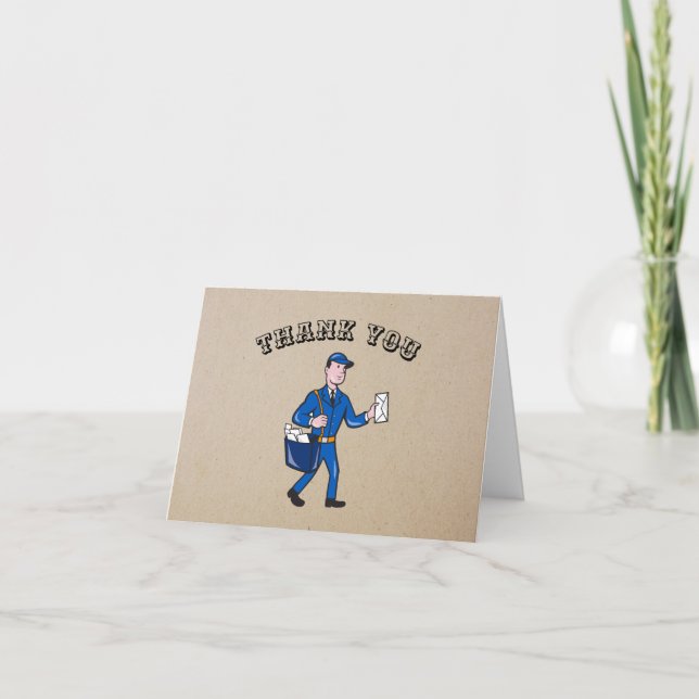 Retro Mailman Personalised Note  Thank You Card (Front)