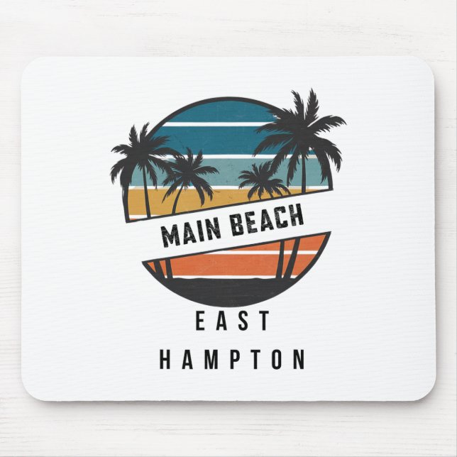Retro Main Beach East Hampton Surfboard Surfing  Mouse Pad (Front)