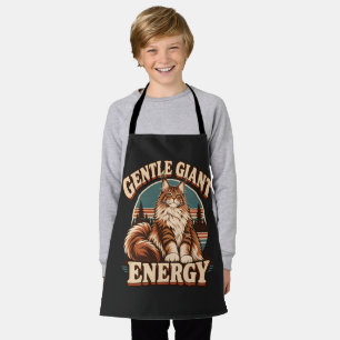 Retro Maine Coon Gentle Giant Teal & Rust Art Apron