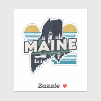 Retro Maine State Sticker
