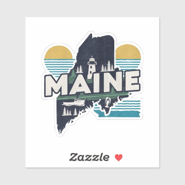 Retro Maine State Sticker (Sheet)