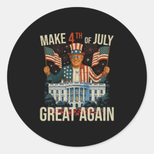 Retro Make 4th Of Jully Great Again President Trum Classic Round Sticker