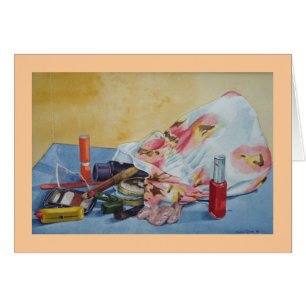 retro make up bag still life realist painting