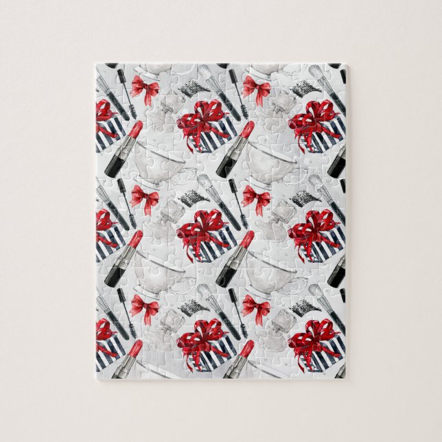 Retro Make Up Girly Trendy Colourful Jigsaw Puzzle (Vertical)