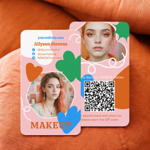 Retro Makeup beauty shapes photo qr code logo Business Card