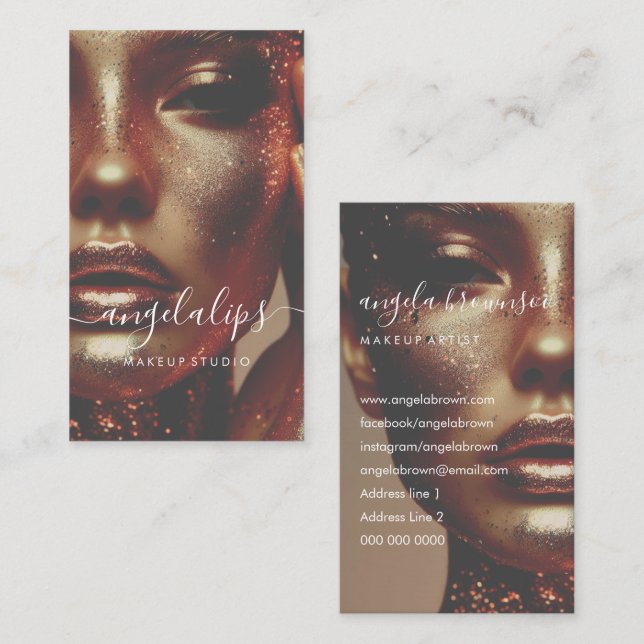 Retro Makeup Woman Model Photo lips lipstick gloss Business Card (Front/Back)