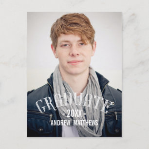 Retro Male Graduation Party Invitation Postcard