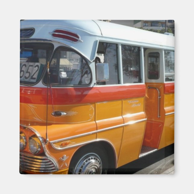 Retro Malta bus Magnet (Front)