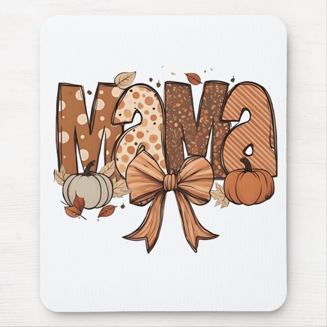 Retro Mama Coquette Bow Fall Autumn Thanksgiving  Mouse Pad (Front)
