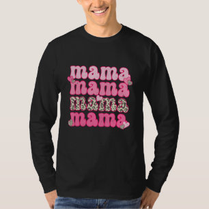 Retro Mama Cute Pink Heart Leopard Happy Valentine T-Shirt