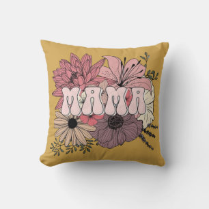 Retro Mama Floral Shirt - Groovy 70s Mother's Day  Cushion
