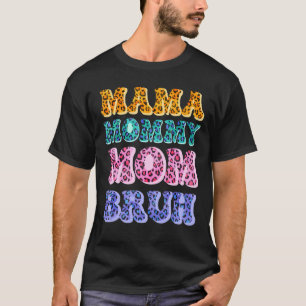 Retro Mama Mummy Mum Bruh Leopard Women Happy Moth T-Shirt