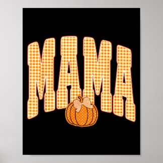 Retro Mama Pumpkintrendy Fall Halloween Gingham Poster