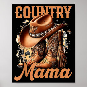 Retro mama western cowgirls mother day family poster