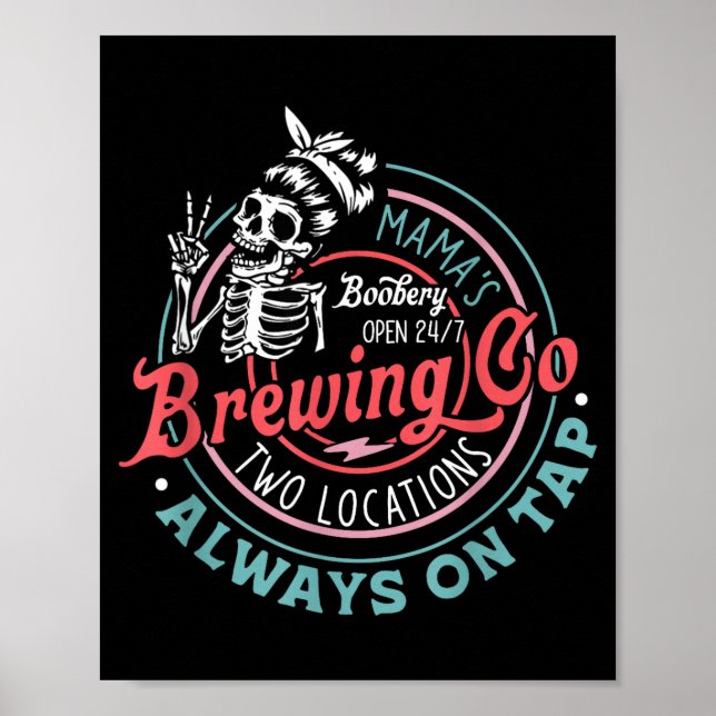 Retro Mama's Ery Brewing Co Funny Breastfeeding Sk Poster (Front)