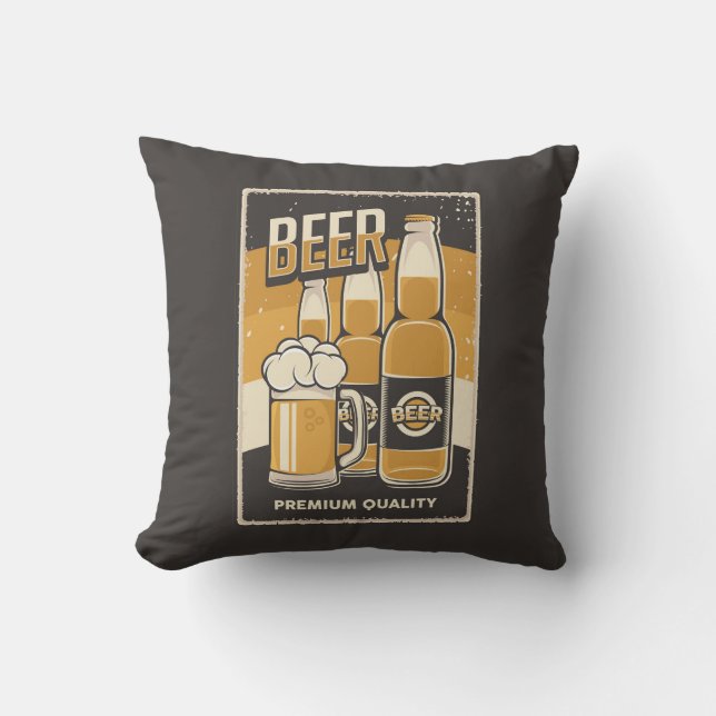 Retro Man Cave Classic -Cold Bottle Beer  Cushion (Front)