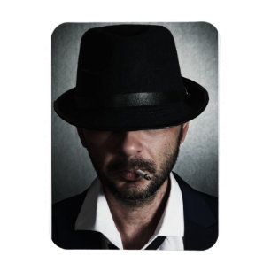 Retro man smoking magnet