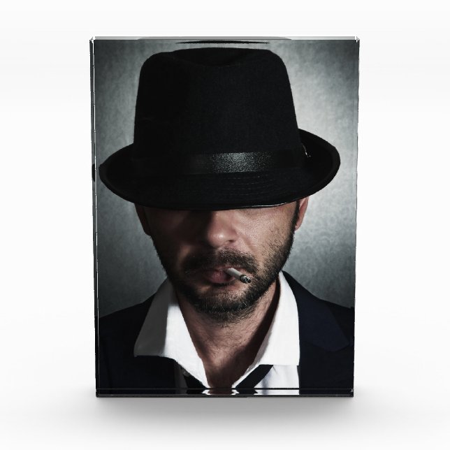 Retro man smoking photo block (Front)