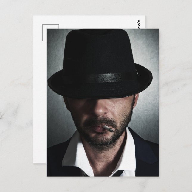 Retro man smoking postcard (Front/Back)