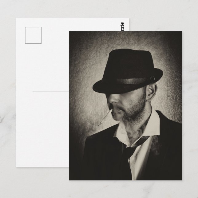 Retro man smoking postcard (Front/Back)