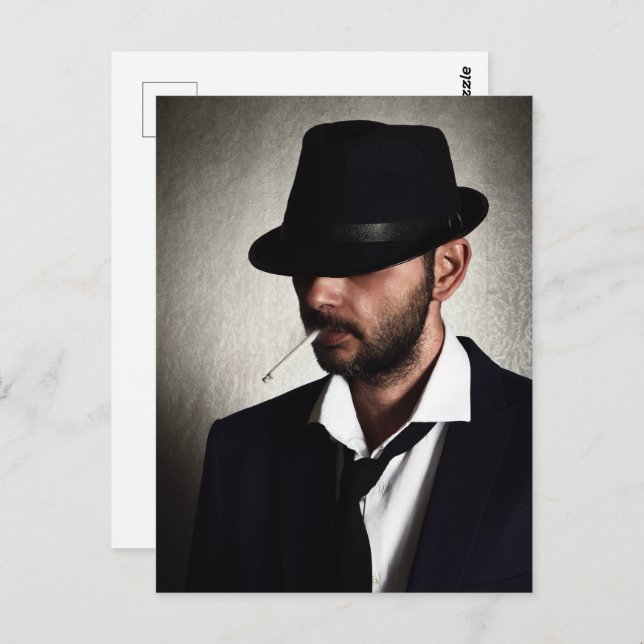 Retro man smoking postcard (Front/Back)