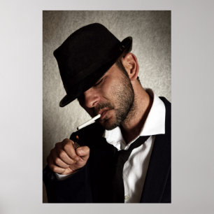 Retro man smoking poster