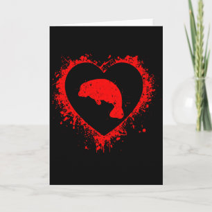 Retro Manatee Valentines Day Heart Shape My Valent Card