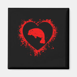 Retro Manatee Valentines Day Heart Shape My Valent Magnet