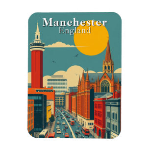 Retro Manchester England Urban Travel Magnet