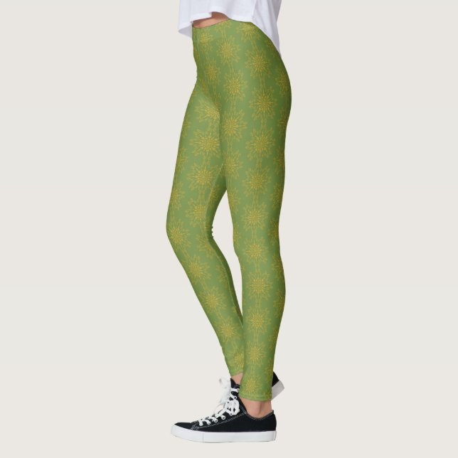 Retro Mandala Avocado Leggings (Left)