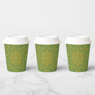 Retro Mandala Avocado Paper Cups