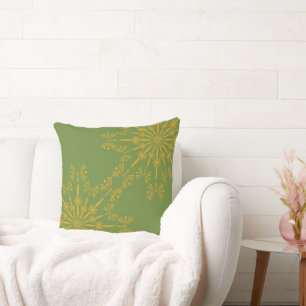 Retro Mandala Avocado Throw Pillow