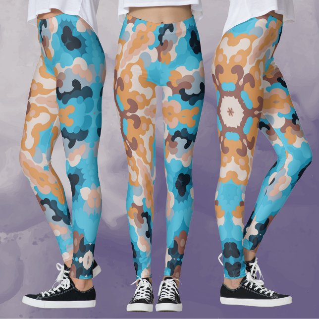 Retro Mandala Blue and Orange Leggings (Creator Uploaded)