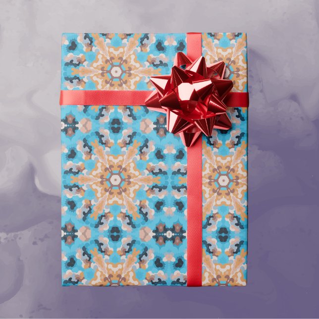 Retro Mandala Blue and Orange Wrapping Paper (Creator Uploaded)