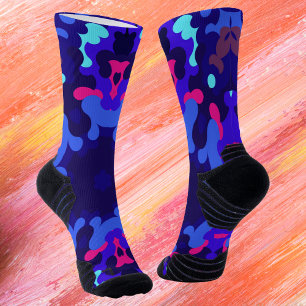 Retro Mandala Blue and Pink Socks