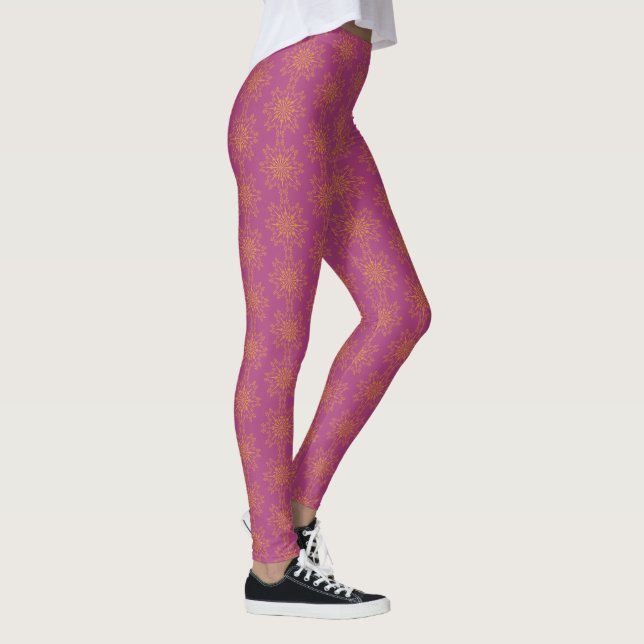 Retro Mandala Boysenberry Leggings (Right)