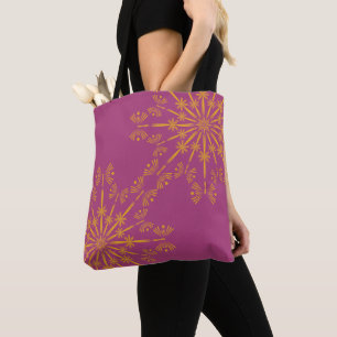 Retro Mandala Boysenberry Shoulder Tote Bag