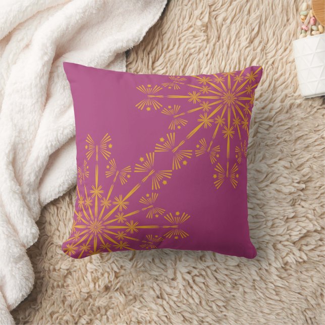 Retro Mandala Boysenberry Throw Pillow (Blanket)