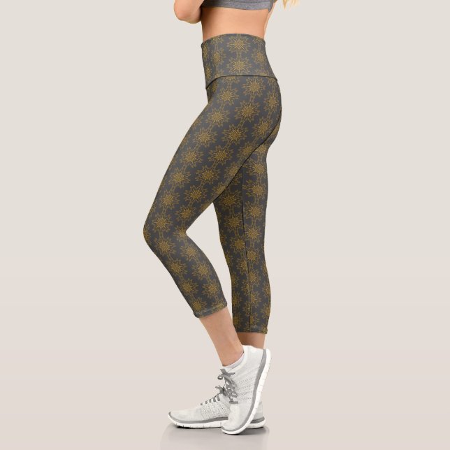 Retro Mandala Dusk High Waisted Capris (Left)