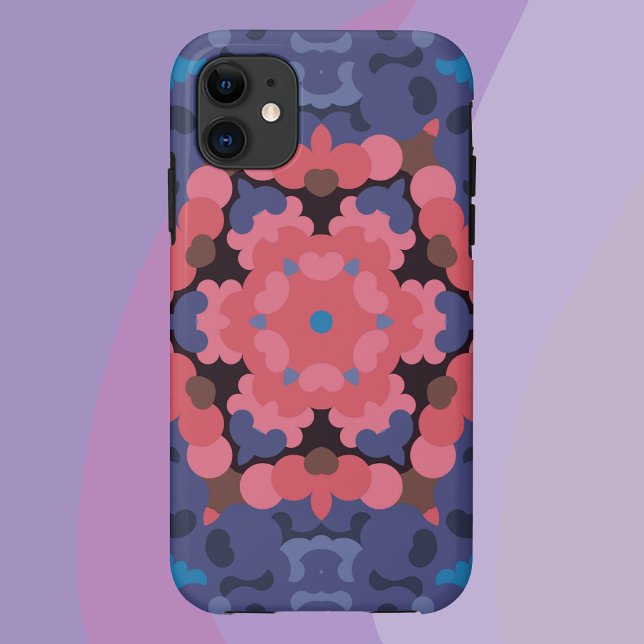 Retro Mandala Flower Blue and Pink Case-Mate iPhone Case (Creator Uploaded)