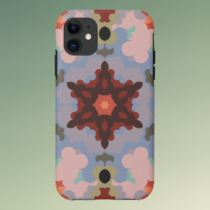 Retro Mandala Flower Blue and Red Case-Mate iPhone Case