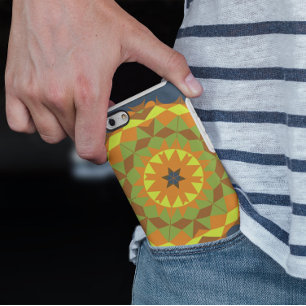 Retro Mandala Flower Blue Orange and Yellow Case-Mate iPhone Case