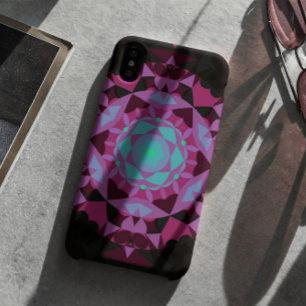 Retro Mandala Flower Blue Purple and Black Case-Mate iPhone Case