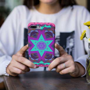 Retro Mandala Flower Blue Purple and Pink Case-Mate iPhone Case