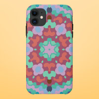Retro Mandala Flower Blue Red and Teal