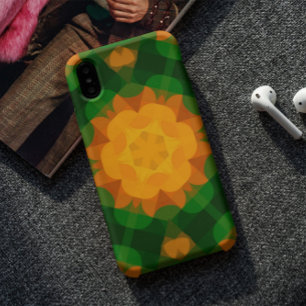 Retro Mandala Flower Green and Orange Case-Mate iPhone Case