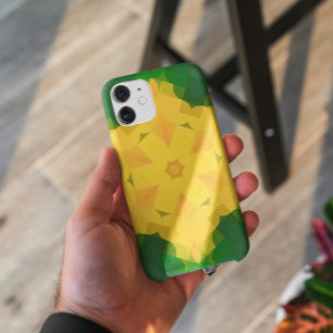 Retro Mandala Flower Green and Yellow