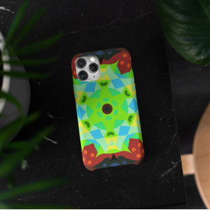 Retro Mandala Flower Green Red and Blue Case-Mate iPhone Case