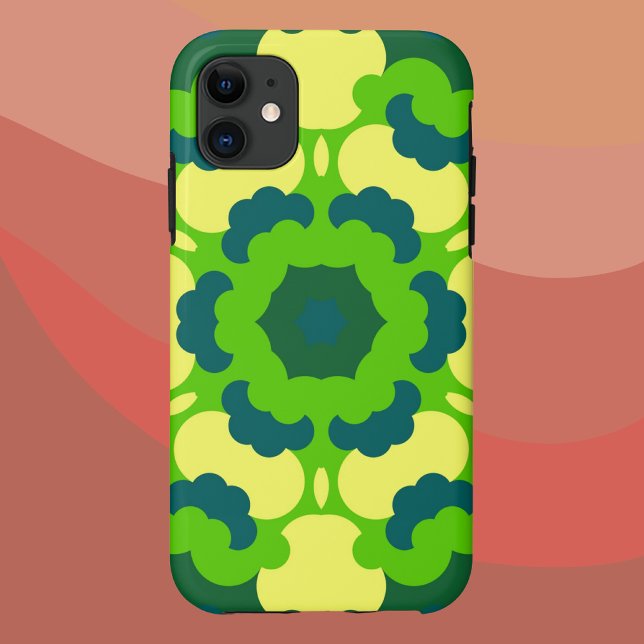 Retro Mandala Flower Green Yellow and Blue Case-Mate iPhone Case (Creator Uploaded)